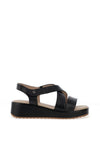 Caprice Leather Criss Cross Strap Sandals, Black