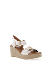 Marco Tozzi Vegan Leather Woven Platform Wedge Sandals, White