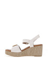 Marco Tozzi Vegan Leather Woven Platform Wedge Sandals, White