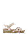 Caprice Leather Velcro Multi Strapped Sandals, Beige