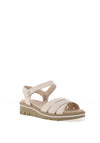 Caprice Leather Velcro Multi Strapped Sandals, Beige