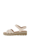 Caprice Leather Velcro Multi Strapped Sandals, Beige