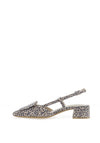 Marco Tozzi Faux Suede Leopard Print Sling Back Sandal, Grey