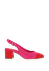 Marco Tozzi Faux Suede Sling Back Heeled Pumps, Pink & Red