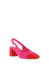 Marco Tozzi Faux Suede Sling Back Heeled Pumps, Pink & Red