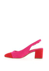 Marco Tozzi Faux Suede Sling Back Heeled Pumps, Pink & Red