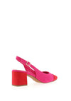 Marco Tozzi Faux Suede Sling Back Heeled Pumps, Pink & Red
