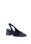 Marco Tozzi Faux Suede Sling Back Heeled Pumps, Navy
