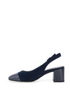 Marco Tozzi Faux Suede Sling Back Heeled Pumps, Navy