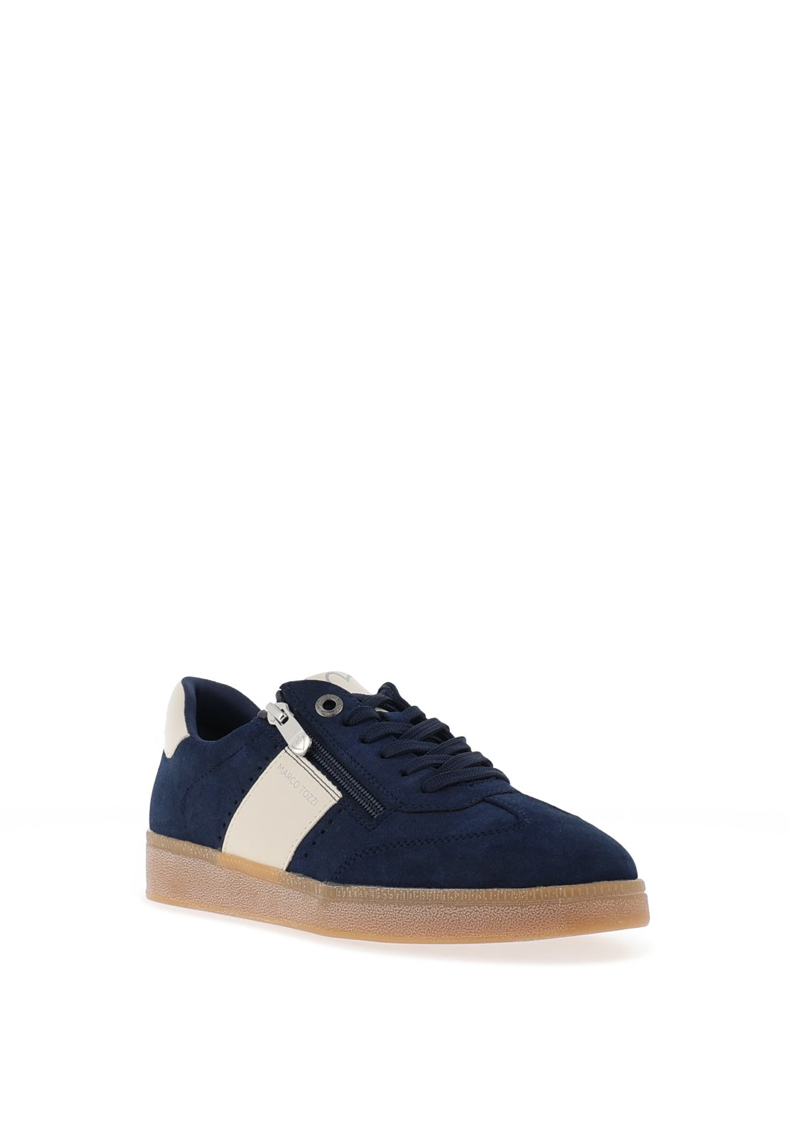 Marco Tozzi Faux Suede Side Zip Trainers, Navy