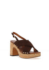 Marco Tozzi Criss Cross Chunk Cork High Heel, Brown