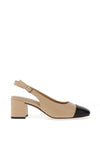 Marco Tozzi Colour Block Sling Back Mid-Heeled Shoes, Beige & Black