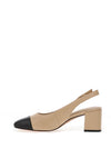 Marco Tozzi Colour Block Sling Back Mid-Heeled Shoes, Beige & Black
