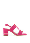 Marco Tozzi Faux Suede Patch Heeled Sandals, Pink & Red