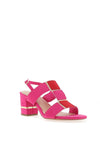 Marco Tozzi Faux Suede Patch Heeled Sandals, Pink & Red
