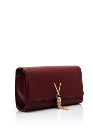 Valentino Divina Textured Clutch Bag, Burgundy