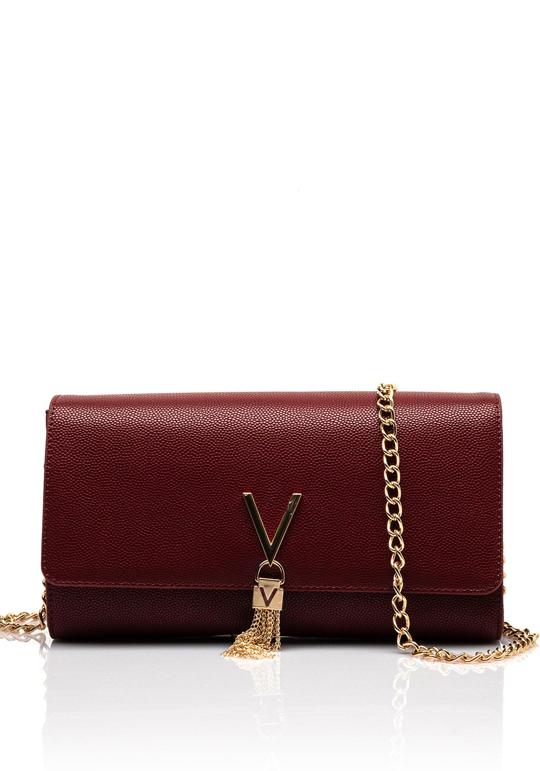 Valentino Divina Textured Clutch Bag, Burgundy