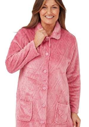 Marlon Diamond Print Embossed Robe, Pink