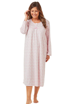 Marlon Floral Print Fleece Nightdress, Pink