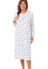 Marlon Floral Print Button Nightdress, Blue