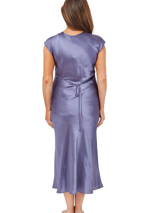 Marlon Marcelle Cap Sleeve Satin & Lace Nightdress, Faded Denim