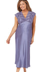 Marlon Marcelle Cap Sleeve Satin & Lace Nightdress, Faded Denim