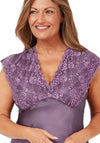 Marlon Marcelle Cap Sleeve Satin & Lace Nightdress, Faded Plum
