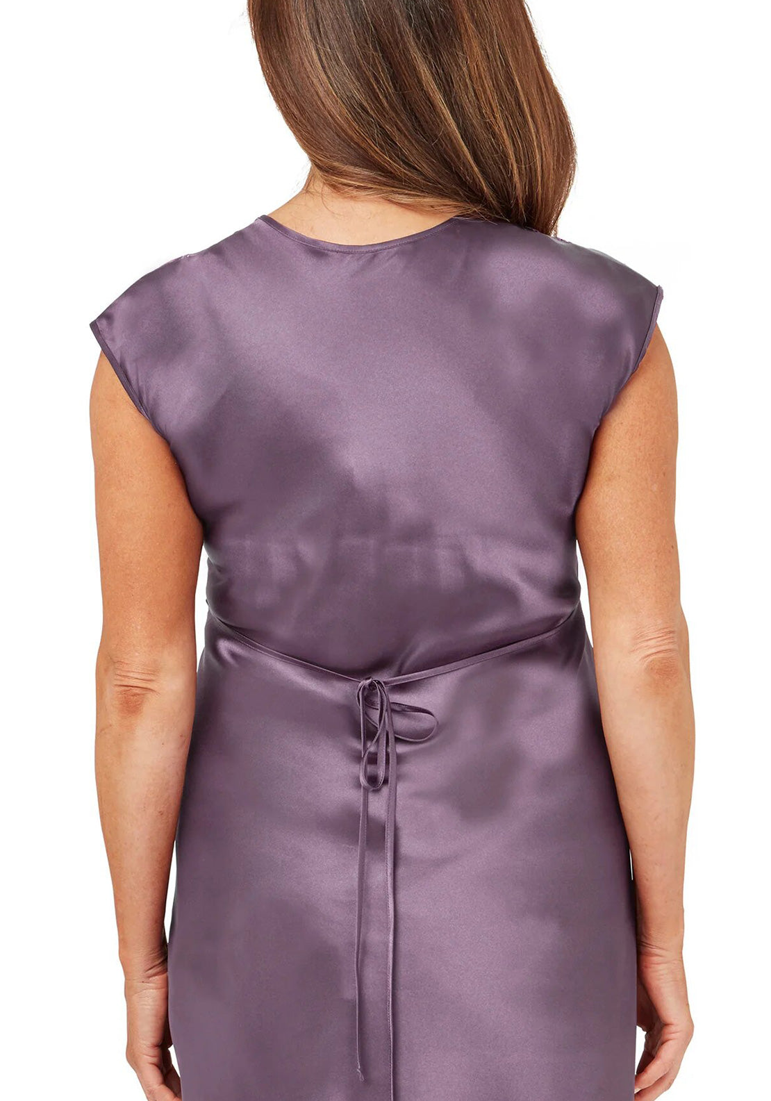 Marlon Marcelle Cap Sleeve Satin & Lace Nightdress, Faded Plum