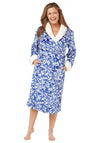 Marlon Long Sleeve Floral Wrap Dressing Gown, Navy