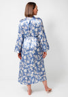 Marlon Floral Long Sleeve Satin Robe, Blue