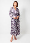 Marlon Floral Long Sleeve Satin Robe, Purple