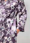 Marlon Floral Long Sleeve Satin Robe, Purple