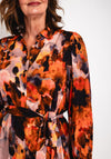Masai Nydema Ink Print Shirt Dress, Spicy Orange