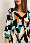 Masai Brisa Geo Print Midi A-Line Dress, Green Lake
