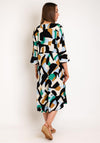 Masai Brisa Geo Print Midi A-Line Dress, Green Lake