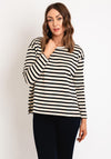 Masai Doreanna Round Neck Striped Top, Black