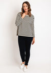 Masai Doreanna Round Neck Striped Top, Black