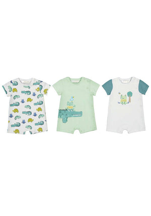 Mayoral Baby Boy Set of 3 Short Rompers, Green