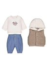 Mayoral Baby Boy Flying Club 3 Piece Outfit, Beige Multi