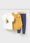 Mayoral Baby Boy Animal 3 Piece Tracksuit, Yellow