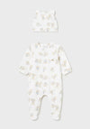 Mayoral Baby Boy Bunny Babygro and Hat Set, White Multi