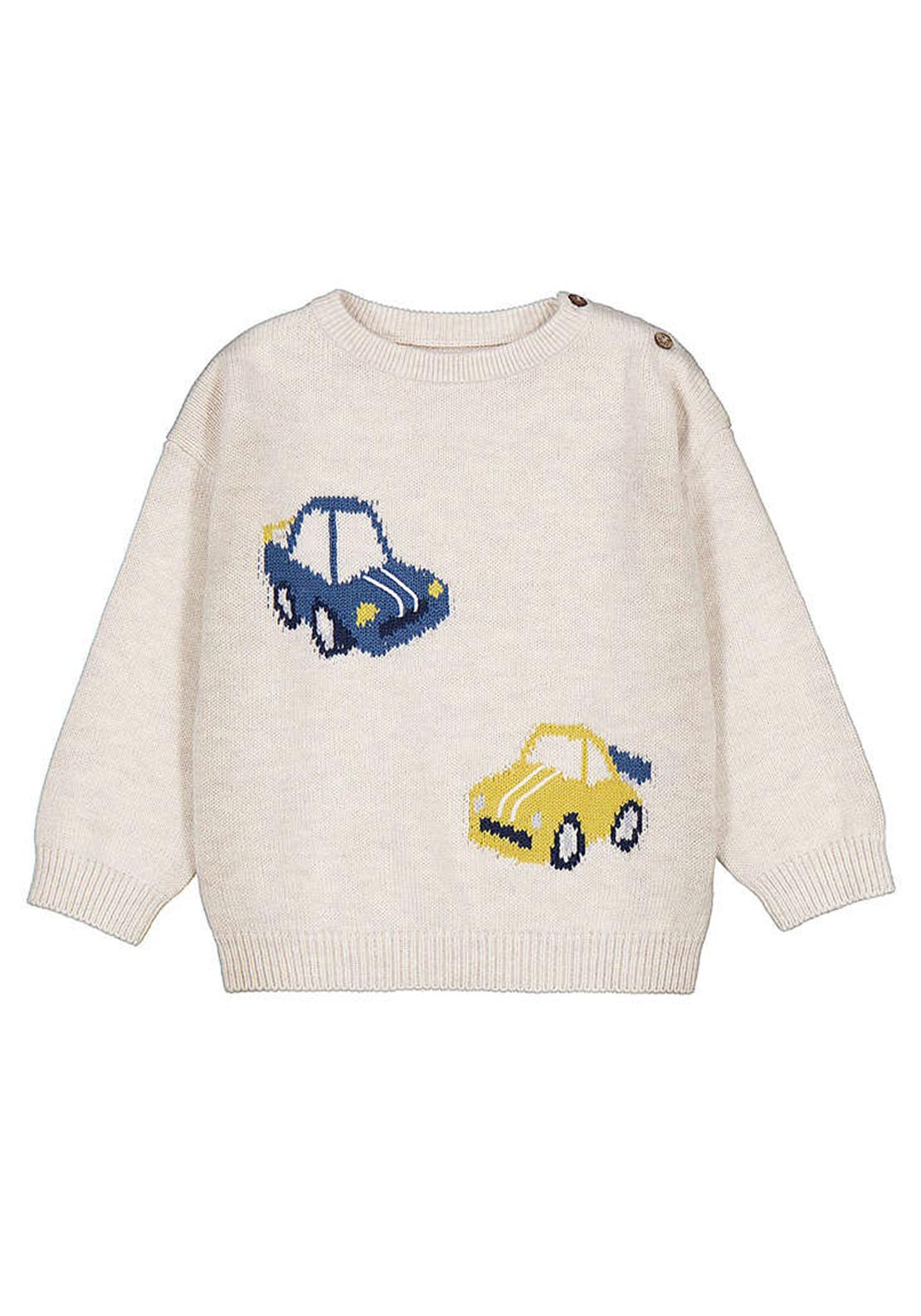 Mayoral Baby Boy Long Sleeve Car Knit Jumper, Cream