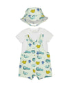 Mayoral Baby Boy Crocodile 3 Piece Dungaree Set, Green