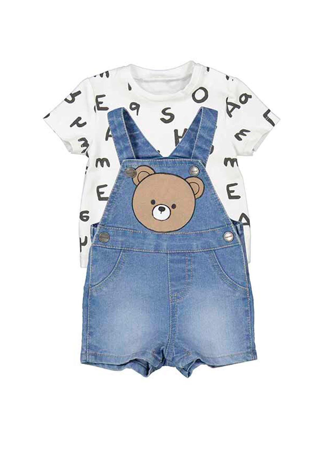 Mayoral Baby Boy Denim Short Dungaree and Tee Set, Blue