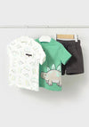 Mayoral Baby Boy Three Piece Tee and Short Set, Green
