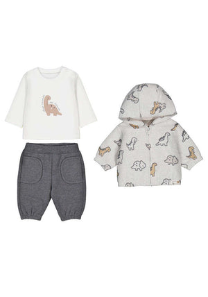 Mayoral Baby Boy Dino 3 Piece Tracksuit, Grey