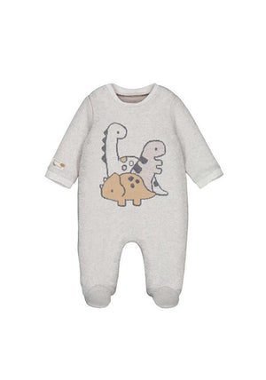 Mayoral Baby Boy Dinosaur Long Sleeve Babygrow, Grey