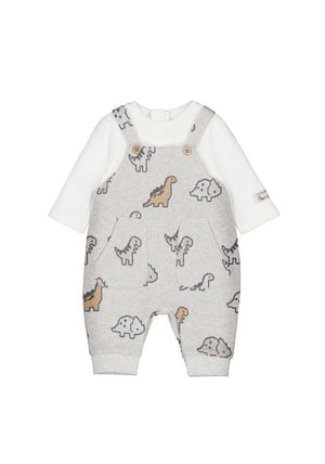 Mayoral Baby Boy Dinosaur Long Sleeve Romper, Grey