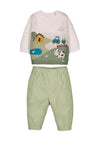 Mayoral Baby Boy Farmyard Jumper and Trouser Set, Green
