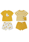 Mayoral Baby Boy 4 Piece Duck Tee and Short Set, Yellow Multi